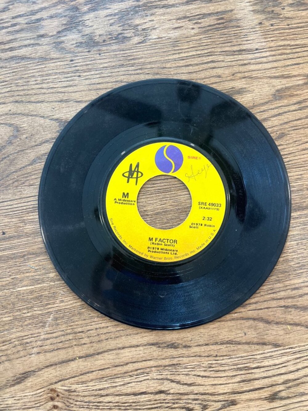 Pop Muzik By M 7" Vinyl 45 RPM Sire Records SRE 49033 1979 M Factor Single USA